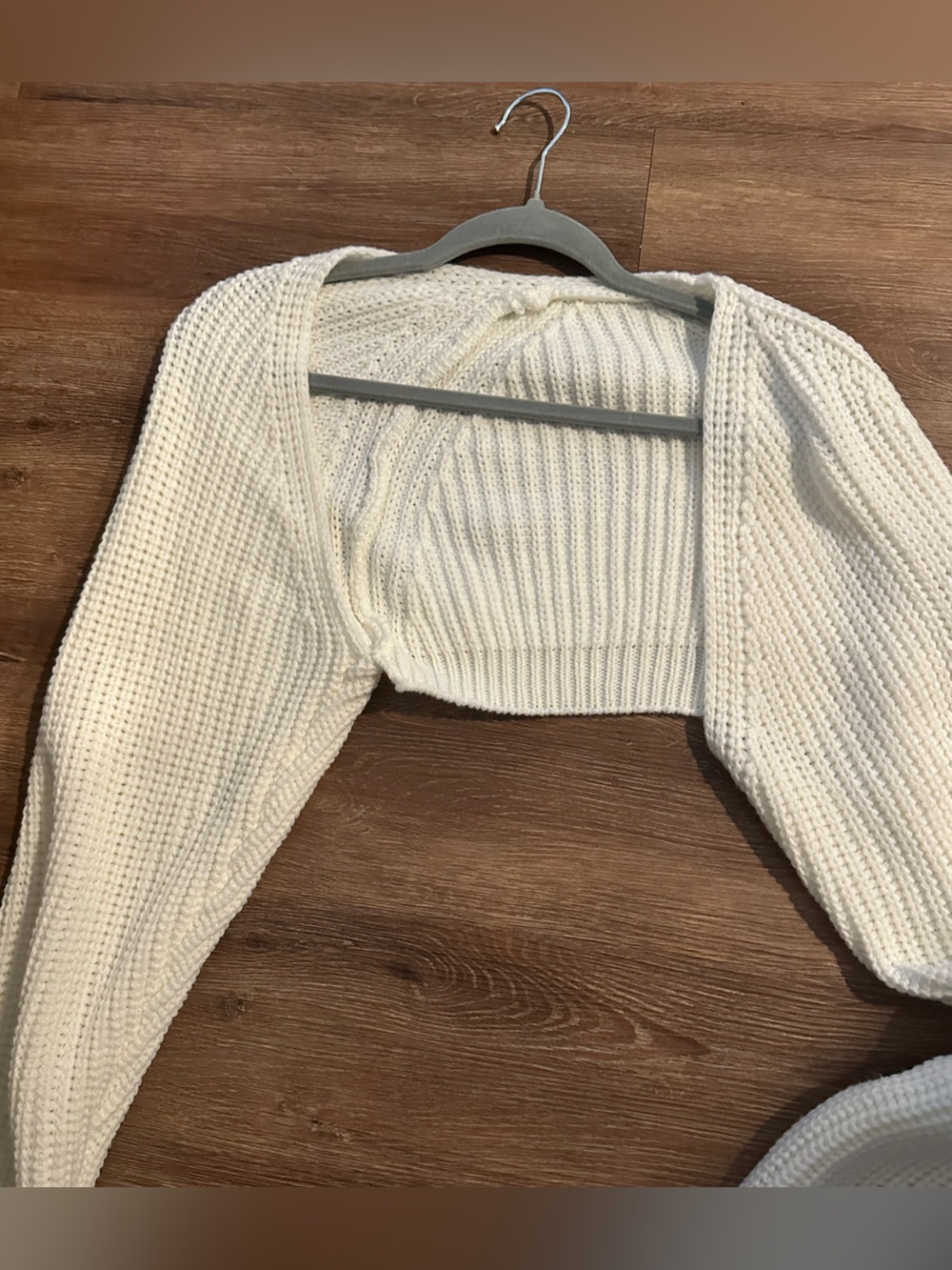 Cropped Cream Knit Shrug Sweater - Women